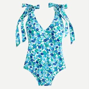 Eco bow one-piece in blueberry floral